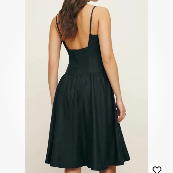 $248 Reformation Clarabelle Black Linen Dress with Drop waist - sz 10 / L EUC - Picture 4 of 7
